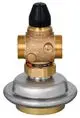 Danfoss Druckregler mit Metall- und Messingkomponenten, einem Einstellknopf und Anschlüssen für die Integration in Rohrsysteme.